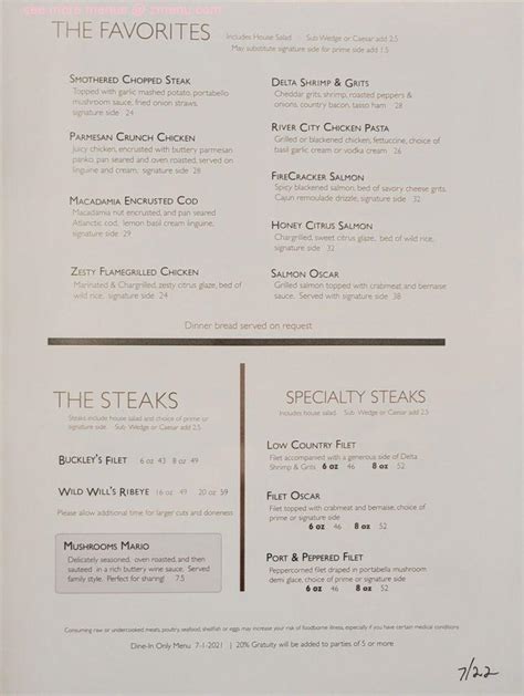 Online Menu of Buckley's Grill Restaurant, Memphis, Tennessee, 38119 - Zmenu