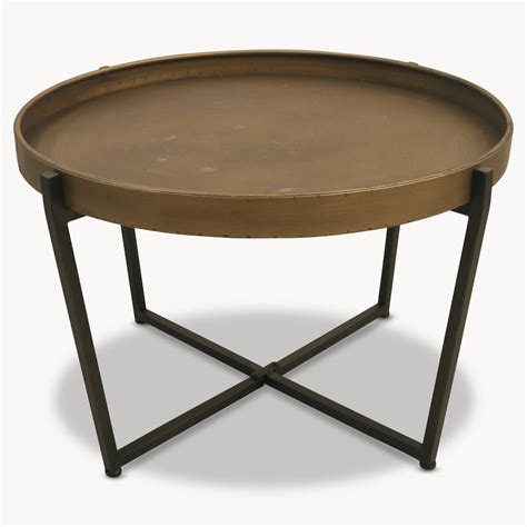 Annabel Rustic Grey Wood Brushed Metal Coffee Table Kathy Kuo Home