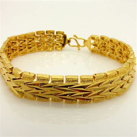 12mm Wide Wrist Chain Bracelet Yellow Gold Filled Fashion Bracelet For Women Men-in Chain & Link ...