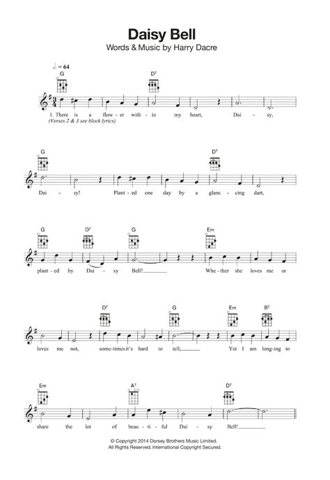 Daisy Bell by Dan W. Quinn Sheet Music for Ukulele at Sheet Music Direct