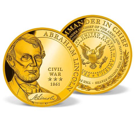 Abraham Lincoln - Commander in Chief Commemorative Gold Coin | Solid Gold | Gold | American Mint