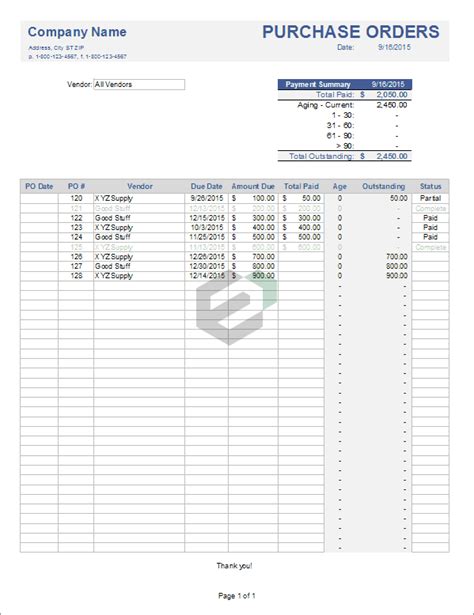 [Editable] Purchase Order Tracker | Free Excel Templates