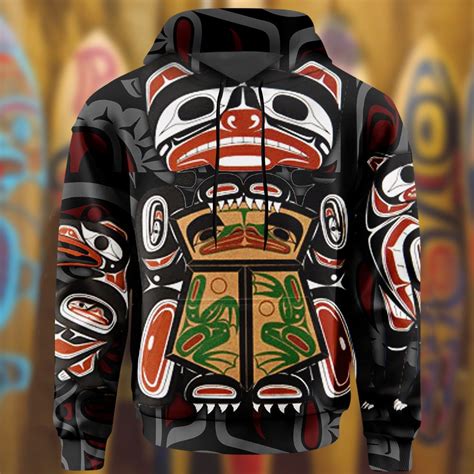 Raven Bear And Wolf Native American Hoodie Haida Art Symbolism 3D ...