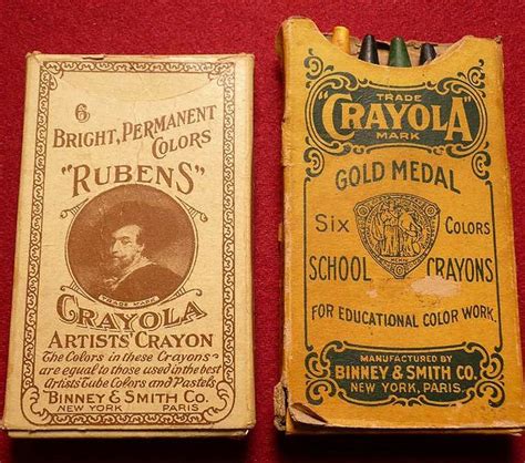 Box of six Crayola crayon box. Around 1904 or sometime after for the boxing of crayons. Rubens 6 ...