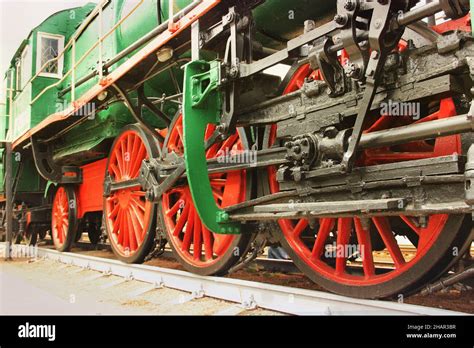 Train close up. Wheels of the train. The old train Stock Photo - Alamy