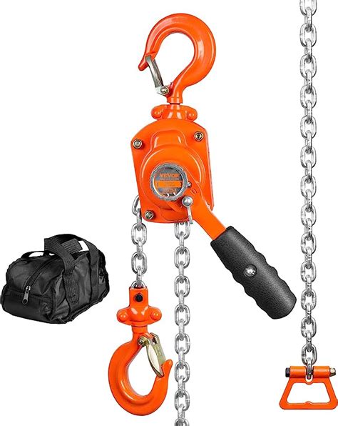 VEVOR Manual Lever Chain Hoist, 1/2 Ton 1100 lbs Capacity 10 FT Come ...