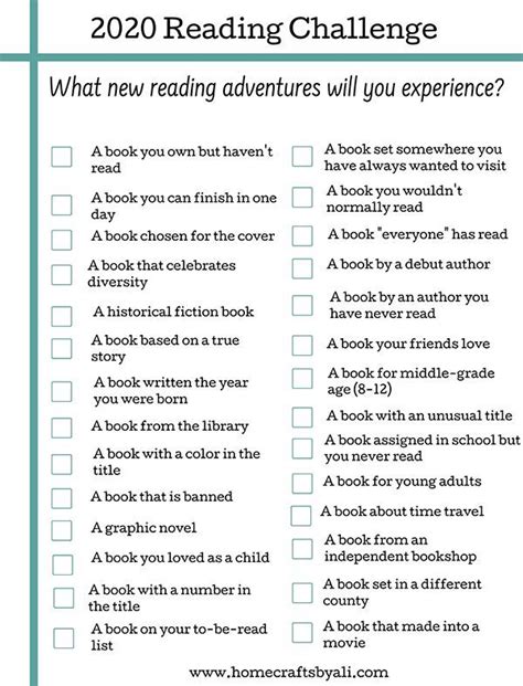 2020 Reading Challenge {free printable} | Book challenge, Reading ...