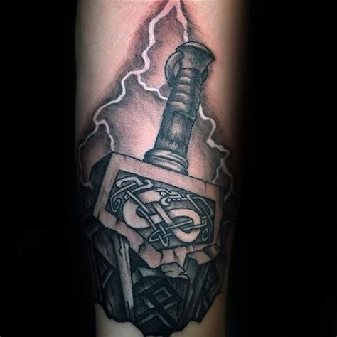 70 Mjolnir Tattoo Designs for Men | Hammer tattoo, Mjolnir tattoo, Thor ...