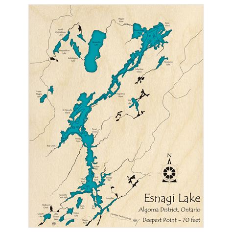 Esnagi Lake 3D Custom Wood Map – Lake Art LLC