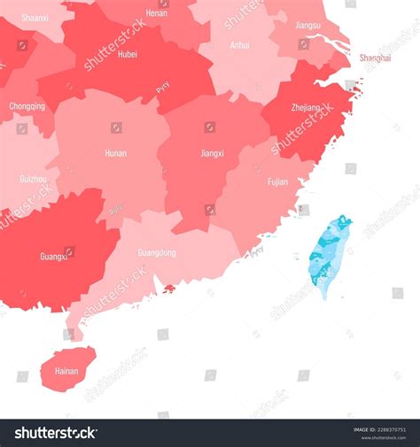 Political Map Taiwan China Focused On Stock Vector (Royalty Free ...