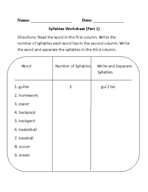 Englishlinx.com | Syllables Worksheets