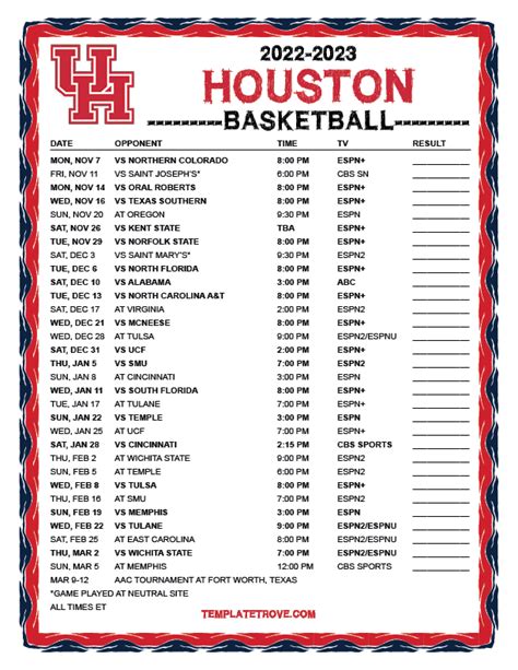 Houston Basketball Schedule 2024 2024 - Missy TEirtza