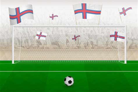 Faroe Islands football team fans with flags of Faroe Islands cheering ...