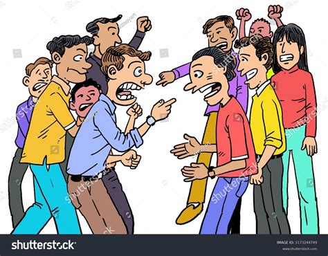 Two Groups Angry People Shouting Pointing Arkivvektor (royaltyfri) 2173244749 | Shutterstock