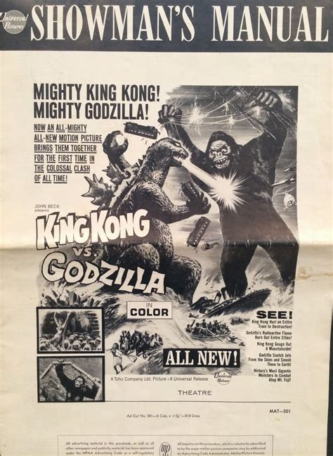 the sphinx: King Kong vs. Godzilla Showman's Manual (Universal, 1963)