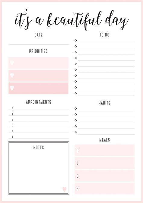 Daily Planner Template Word | Daily planner template, Free daily planner, Planner template