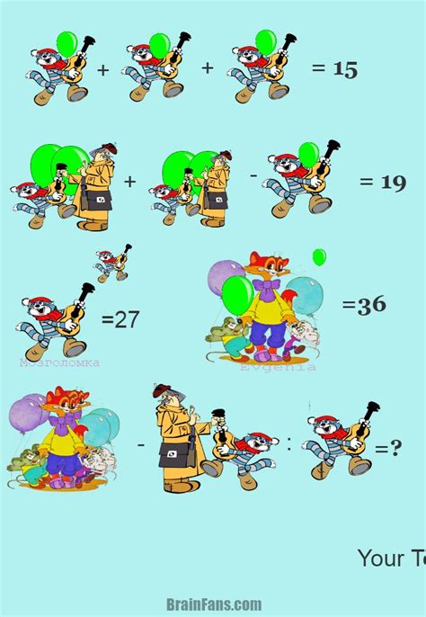 Cartoon characters | Maths puzzles, Brain teasers, Math logic puzzles