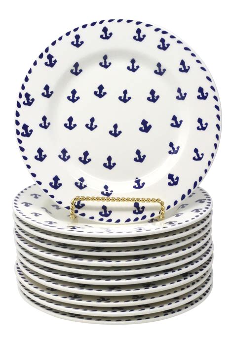 Made in Italy Vintage Italian Vintage Nautical Anchor Salad Plates by Furio - Set of 11 on ...