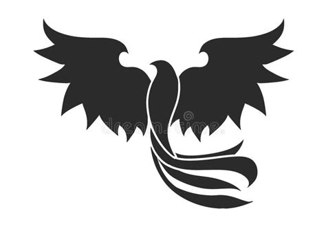 Black Phoenix Bird Simple Art Draw Tattoo Logo Stock Photo - Image of ...