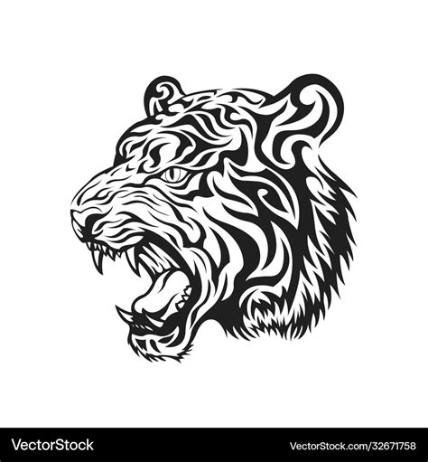 Tribal tiger tattoo design Royalty Free Vector Image