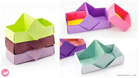 2 Sectioned Origami Tray / Tool Box Tutorial | Origami diagrams, Origami box, Origami