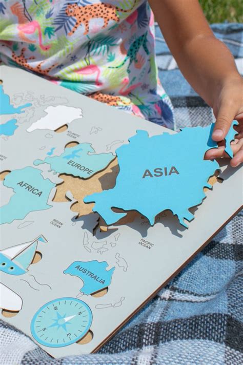 Educational Map Puzzles for Kids, Colored Map Puzzle Wooden, Wooden ...