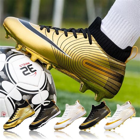 Luxury-Gold-Soccer-Shoes-Man-Long-Spikes-Football-Boots-Kids-Outdoor ...