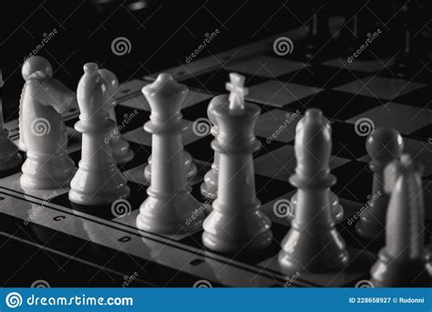 Chess Board Game. Strategy Ideas Concept. Black and White Stock Image - Image of future, display ...