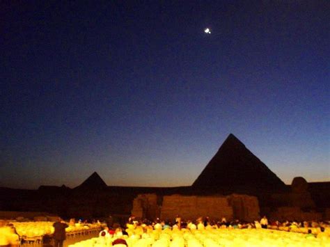 pyramids of Giza at night