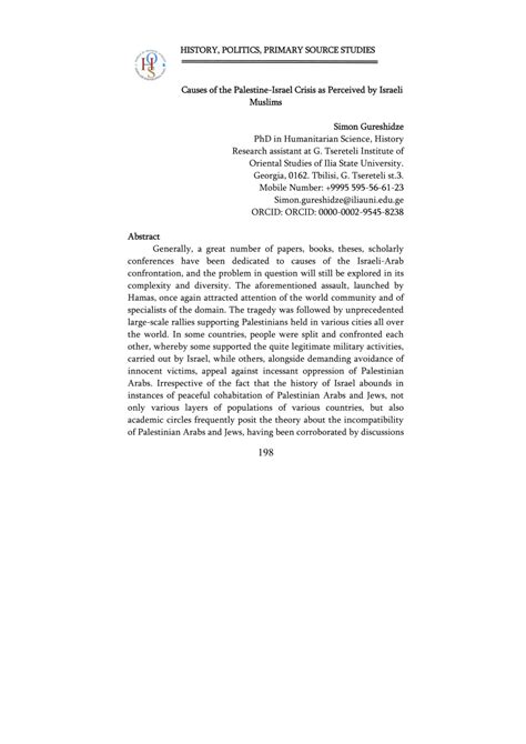 (PDF) Causes of the Palestine-Israel Crisis as Perceived by Israeli Muslims