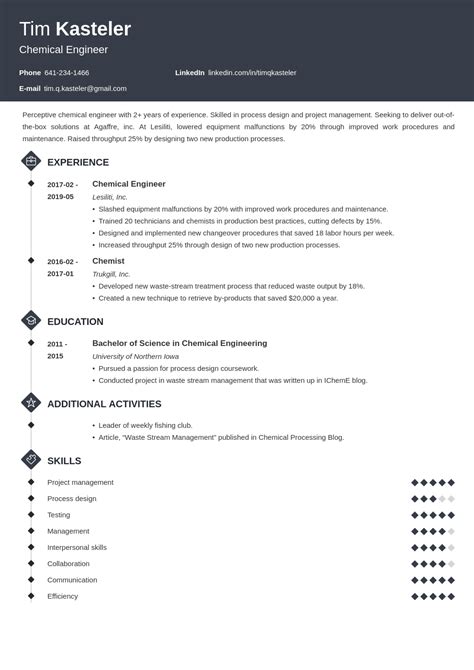 chemical engineer resume example template diamond | Engineering resume ...