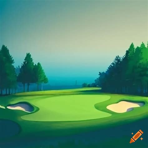 Repeating image of a scenic golf course