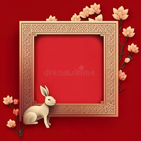 Chinese New Year Frame in the Middle, Space for Your Own Content. Red Colors and Decorations ...