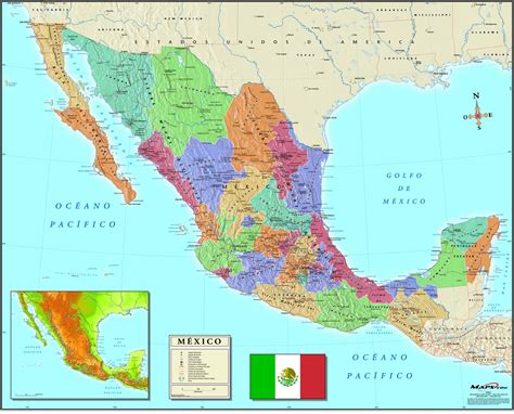 Mexico Wall Map In Spanish | Maps.com.com