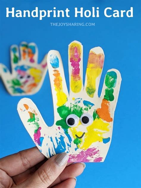 Colorful Handprint Holi Card | Holi festival of colours, Kids art projects, Craft work for kids