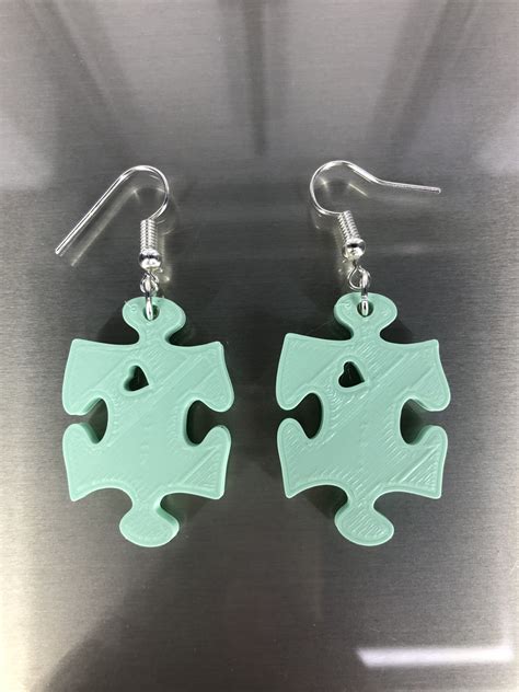 3D Printed Jigsaw puzzle earrings by IdeaLab | Pinshape