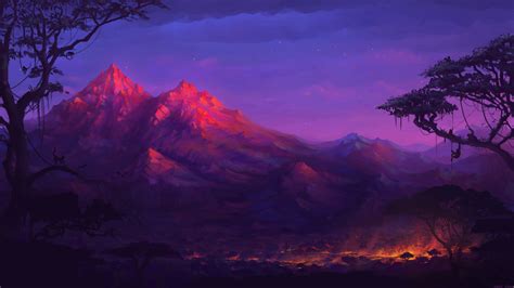 3840x2160 Forest Mountains Colorful Night Trees Fantasy Artwork 5k 4K ...