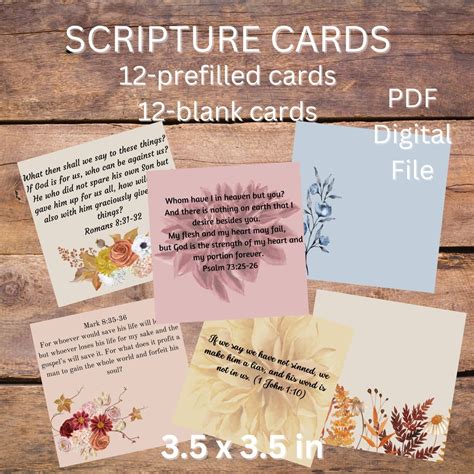 Bible Verse Cards Memory Verse Cards Scripture Memorize Scripture Cards Inspirational Card ...