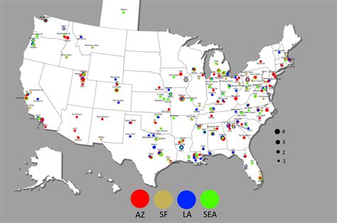 Nothin to do today so I mapped out which college that players in the NFC West come from : r/nfl