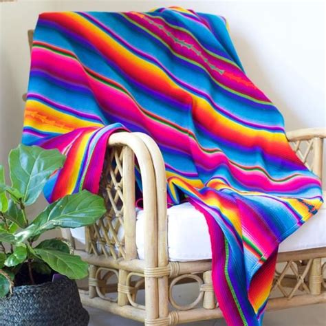 Rainbow Mexican Throw Blanket | Mexican throw blanket, Throw blanket, Blue throws