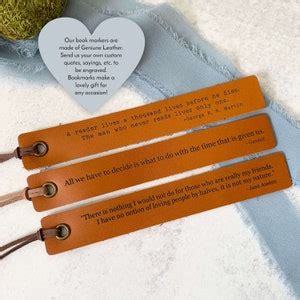 Leather Custom Quote Bookmark, Personalized Bookmark Favorite Quote, Book Lover Christmas Gift ...