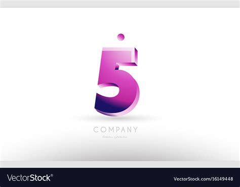 Number 5 five black white pink logo icon design Vector Image