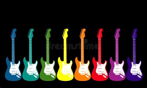 Rainbow colored guitars stock vector. Illustration of rendering - 7084294