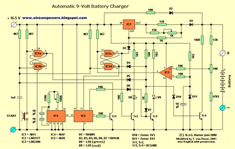 Automatic 9-volt Battery Charger Circuit Diagram