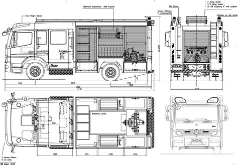 Mercedes-Benz Atego Fire Heavy Truck blueprints free - Outlines