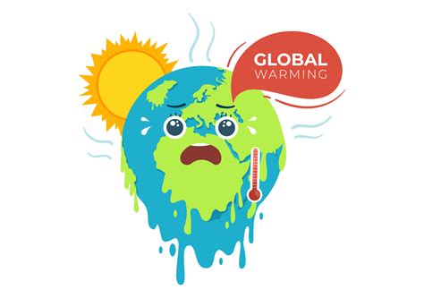 Global Warming Cartoon Style Illustration with Planet Earth in a ...