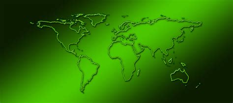 World map on the green background free image download