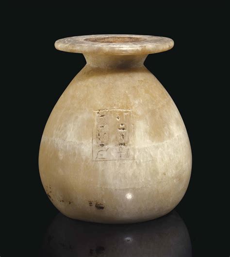 AN EGYPTIAN ALABASTER JAR FOR THE PHARAOH TUTHMOSIS III , NEW KINGDOM, 18TH DYNASTY, REIGN OF ...