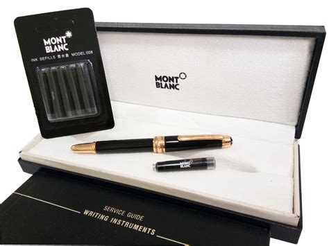 New Mont Blanc Meisterstück Black Solitair Mini Fountain/Ink Pen With ...