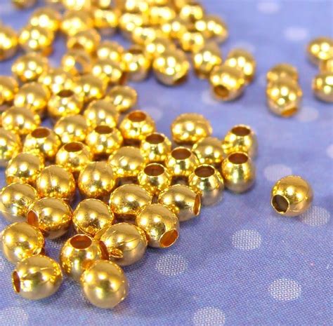 150 Gold Plated Beads 2.5mm Tiny Round Metal Spacer USA MADE | Etsy ...